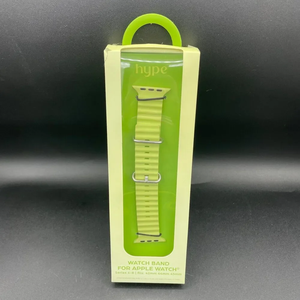 HYPE Apple Watch Band Series 1-8 Olive Green Ribbed Textured Strap 42/44/45mm